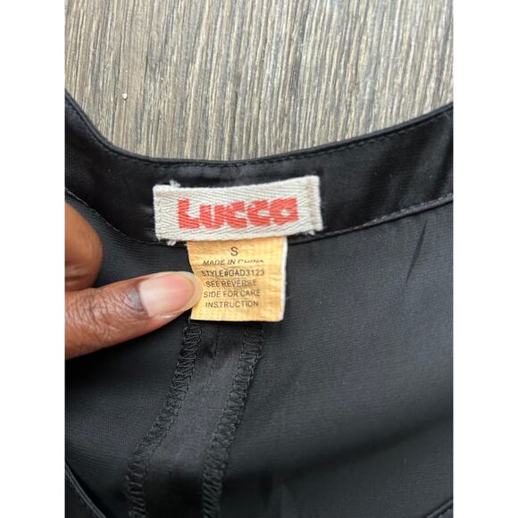 Lucca Black Puff Sleeve Babydoll Dress Size Small - Picture 7 of 8